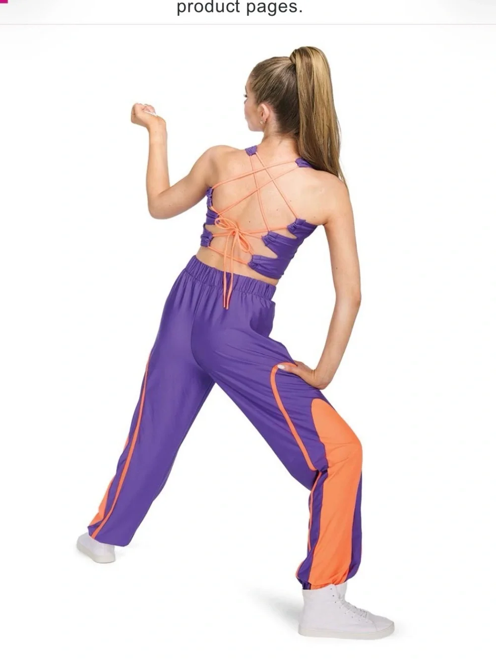 AWCT Performance Kids Two-Piece Dance Set in Blue and Orange